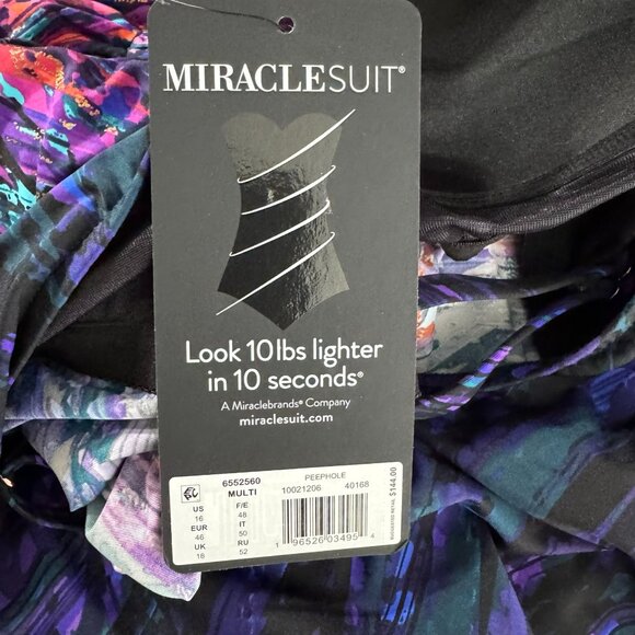 Miraclesuit Peephole Tankini Swim Top Mood‎ Ring Size 16 Printed NWT SW-2088 - Picture 7 of 11